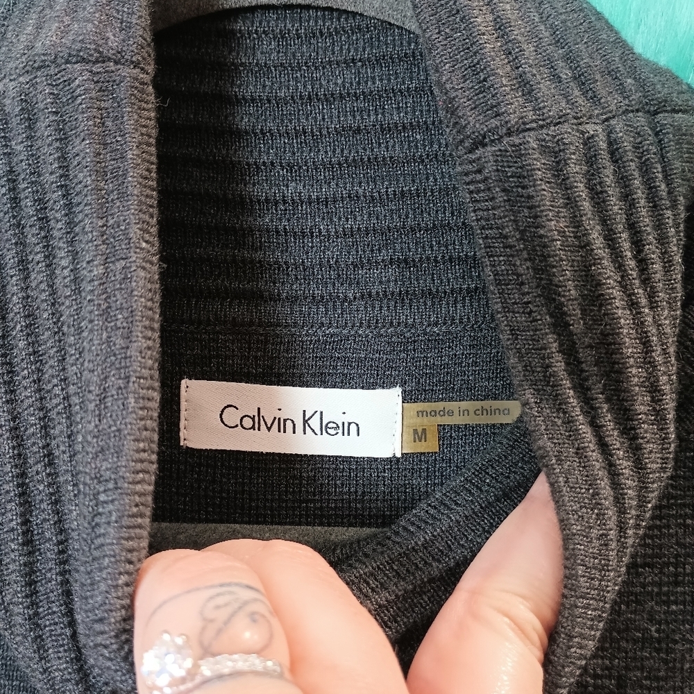 Calvin Klein Black Sleeveless Ribbed Cowl Neck Knit Sweater Dress Size M - Picture 10 of 10